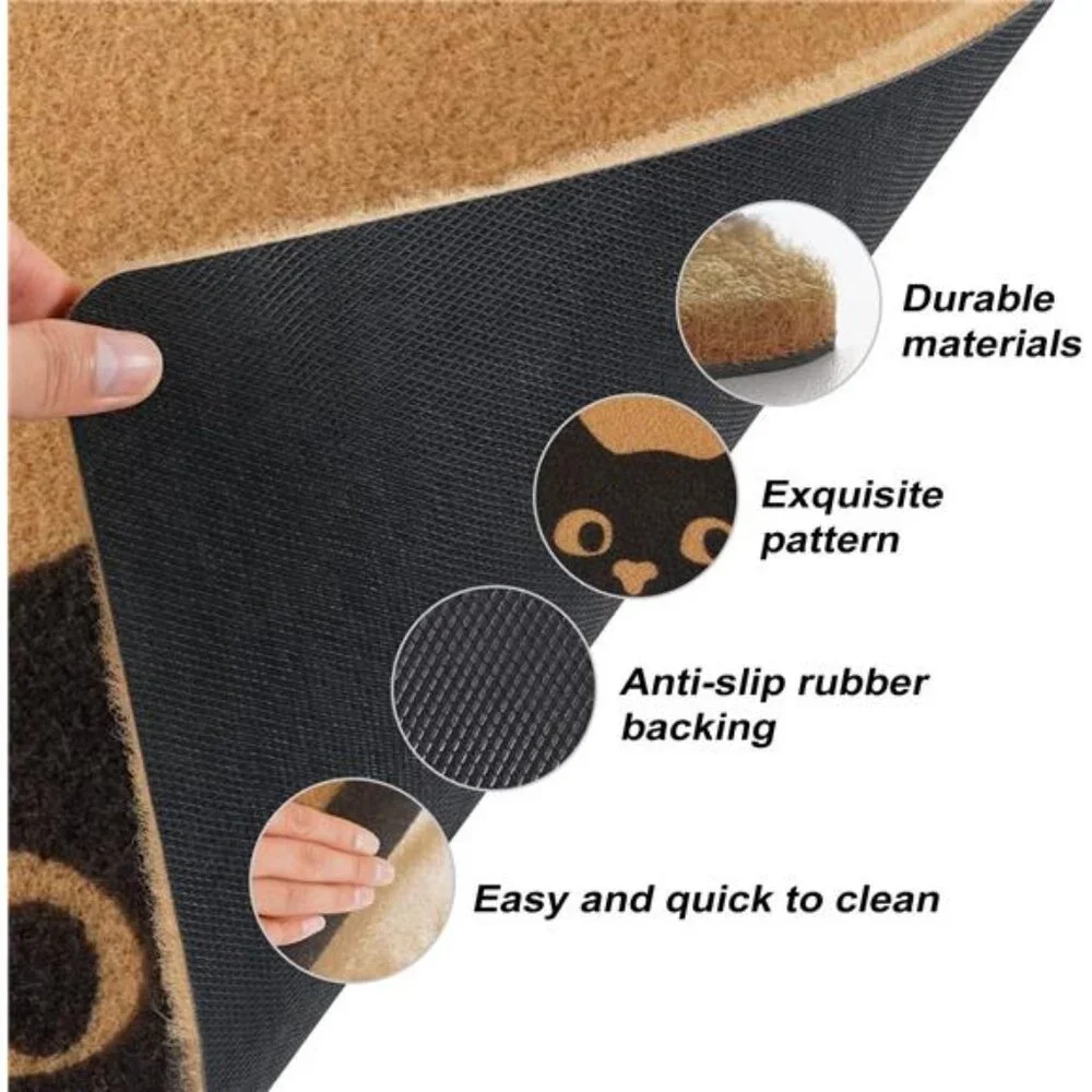 Door Mat Outdoor Indoor Welcome Mats, Cute Cat Front Doormat, Non Slip Rugs